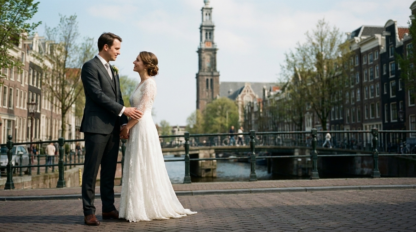 Trouwvideograaf Amsterdam — bruidspaar
